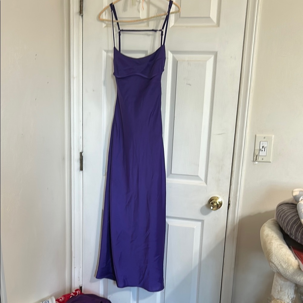 Purple Spaghetti Strap Slip Maxi Dress for Prom